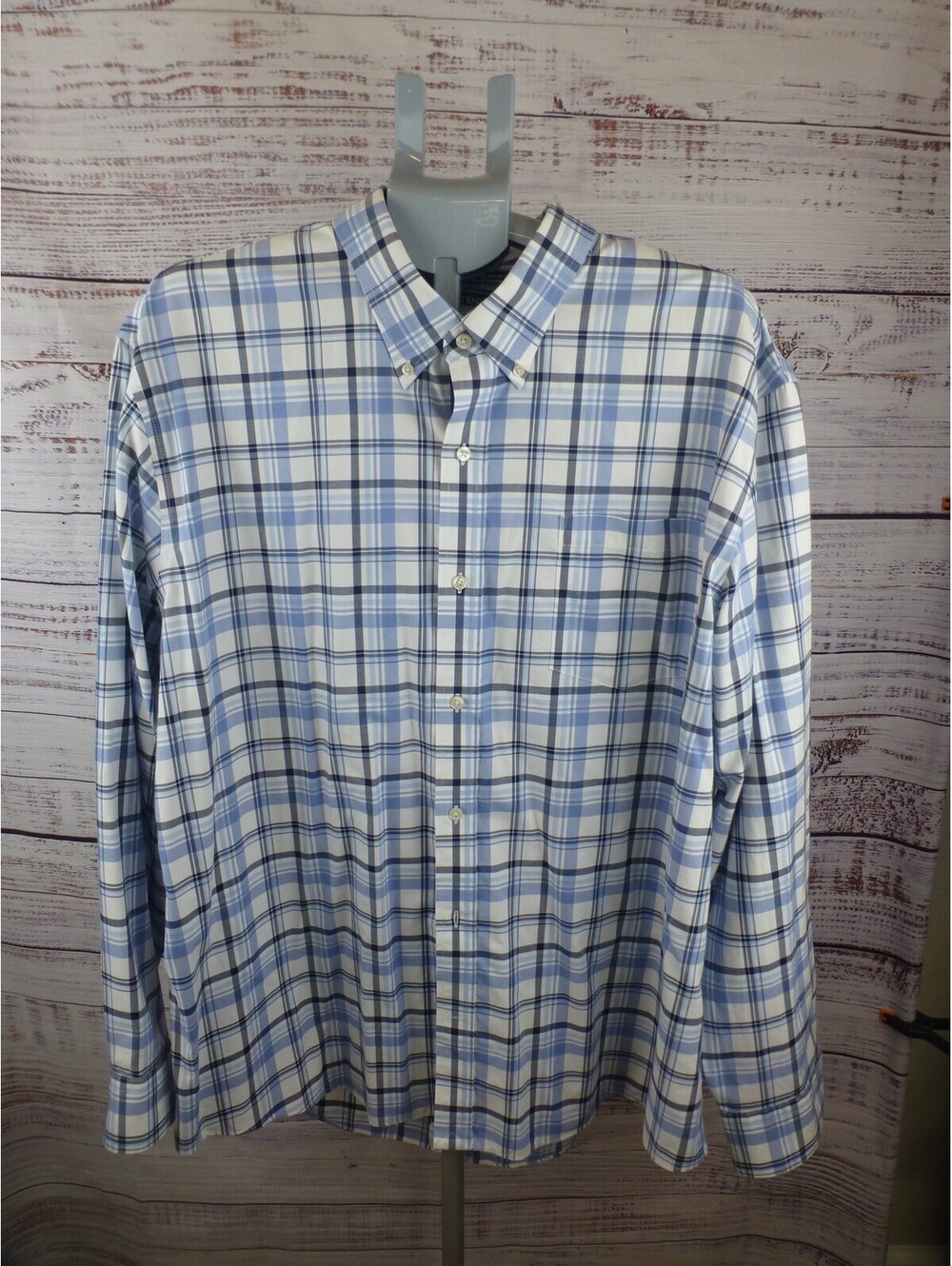 Lands' End Men's XXL Traditional Fit Plaid Button-Down Shirt Long Sleeve J5A